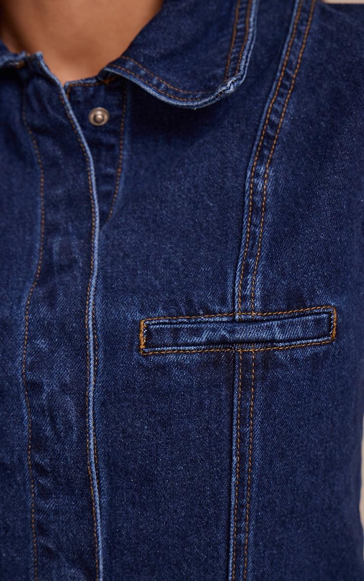 Indigo Fitted Seam Detail Shirt Product Image