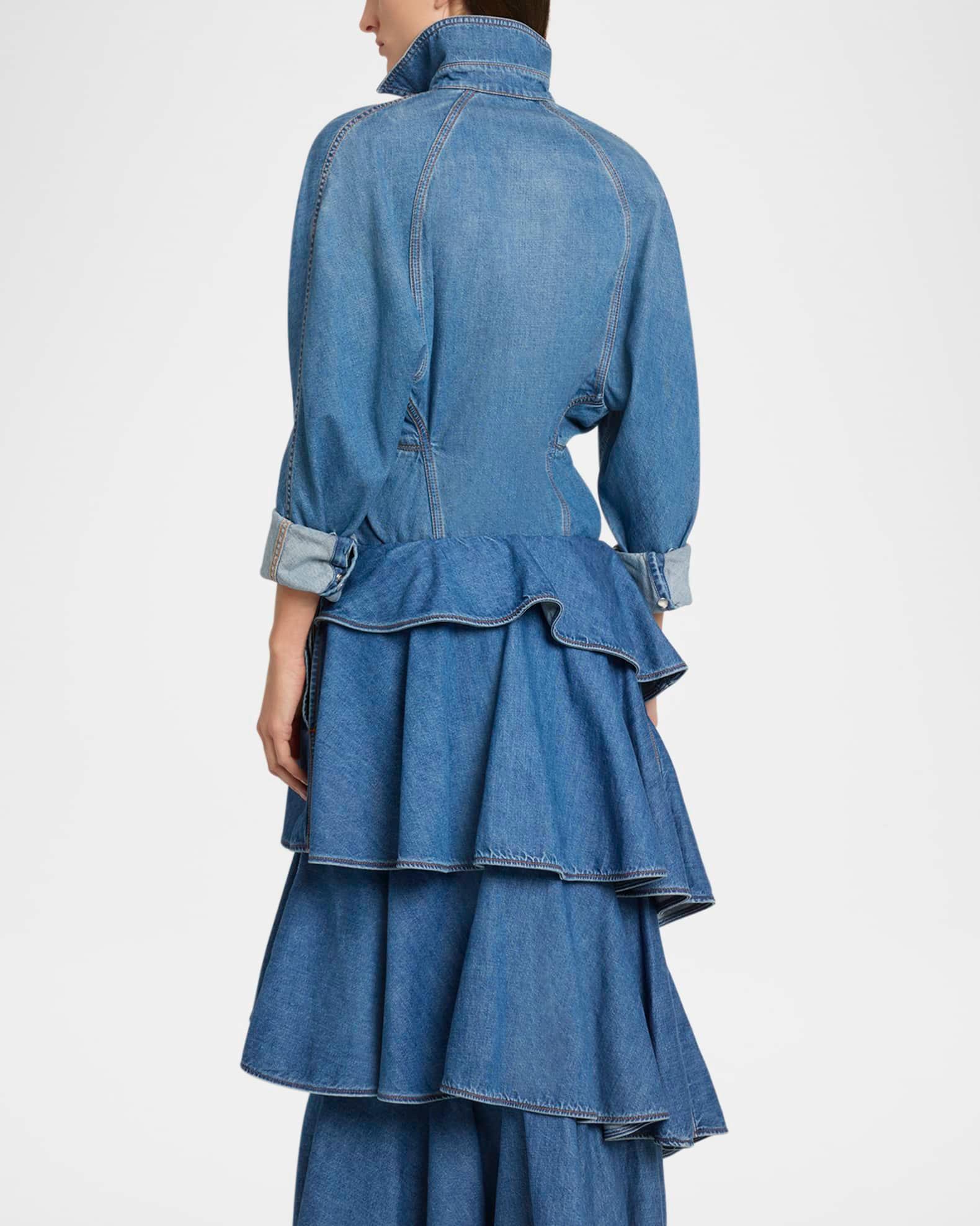 Seamed Button-Down Denim Top Product Image