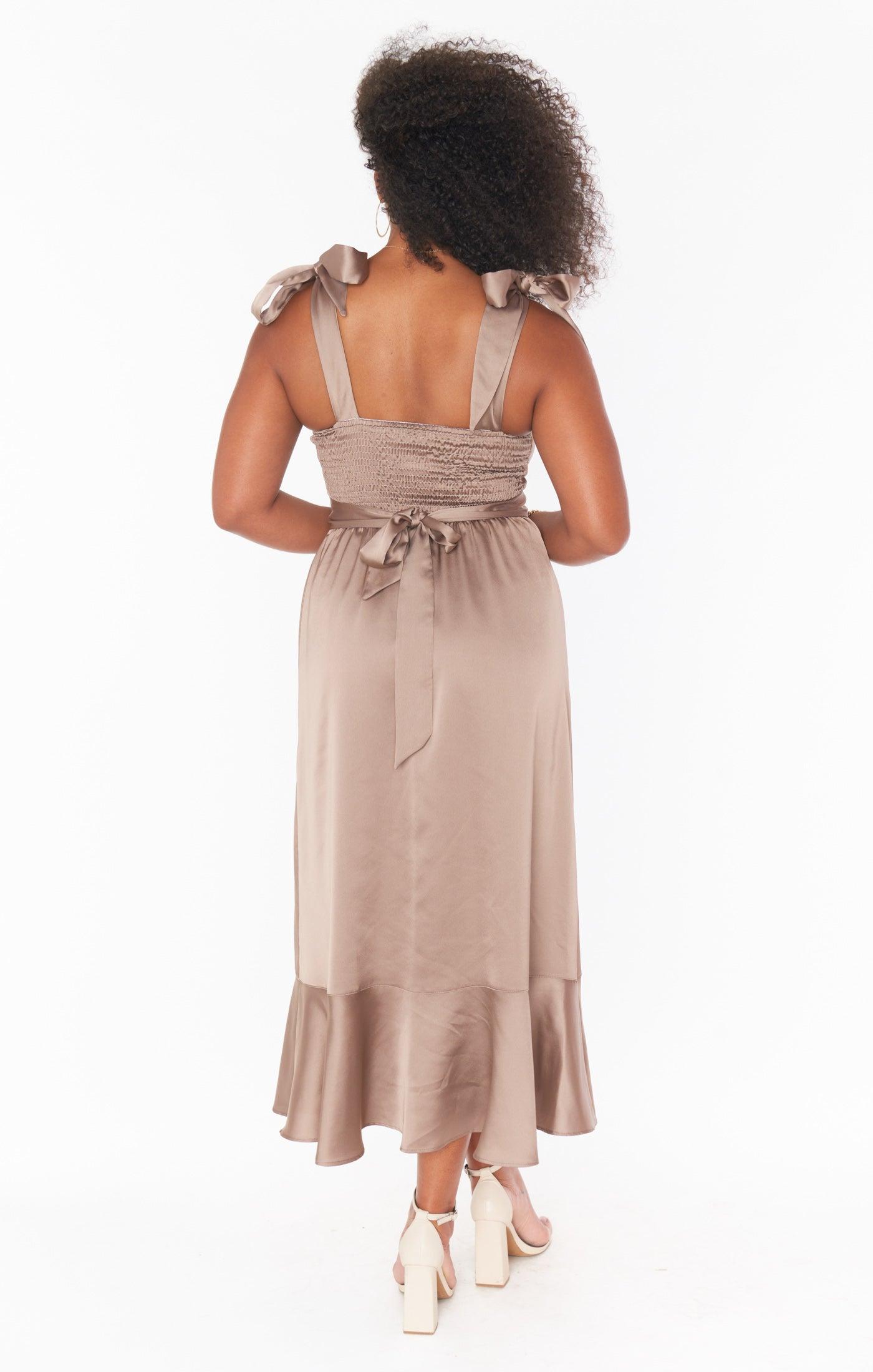 Claire Midi Dress ~ Dune Luxe Satin Product Image