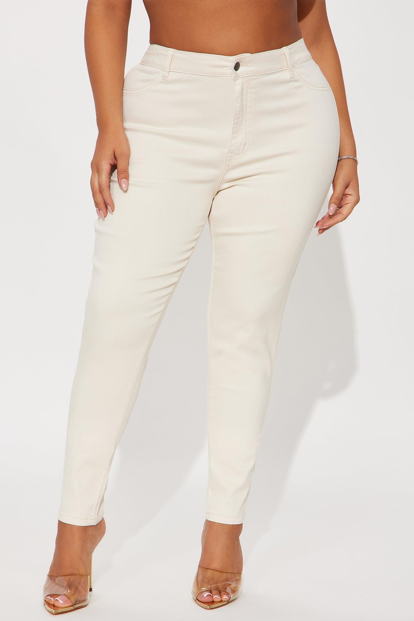 Classic Mid Waist Soft Stretch Skinny Jeans - Beige Female Product Image