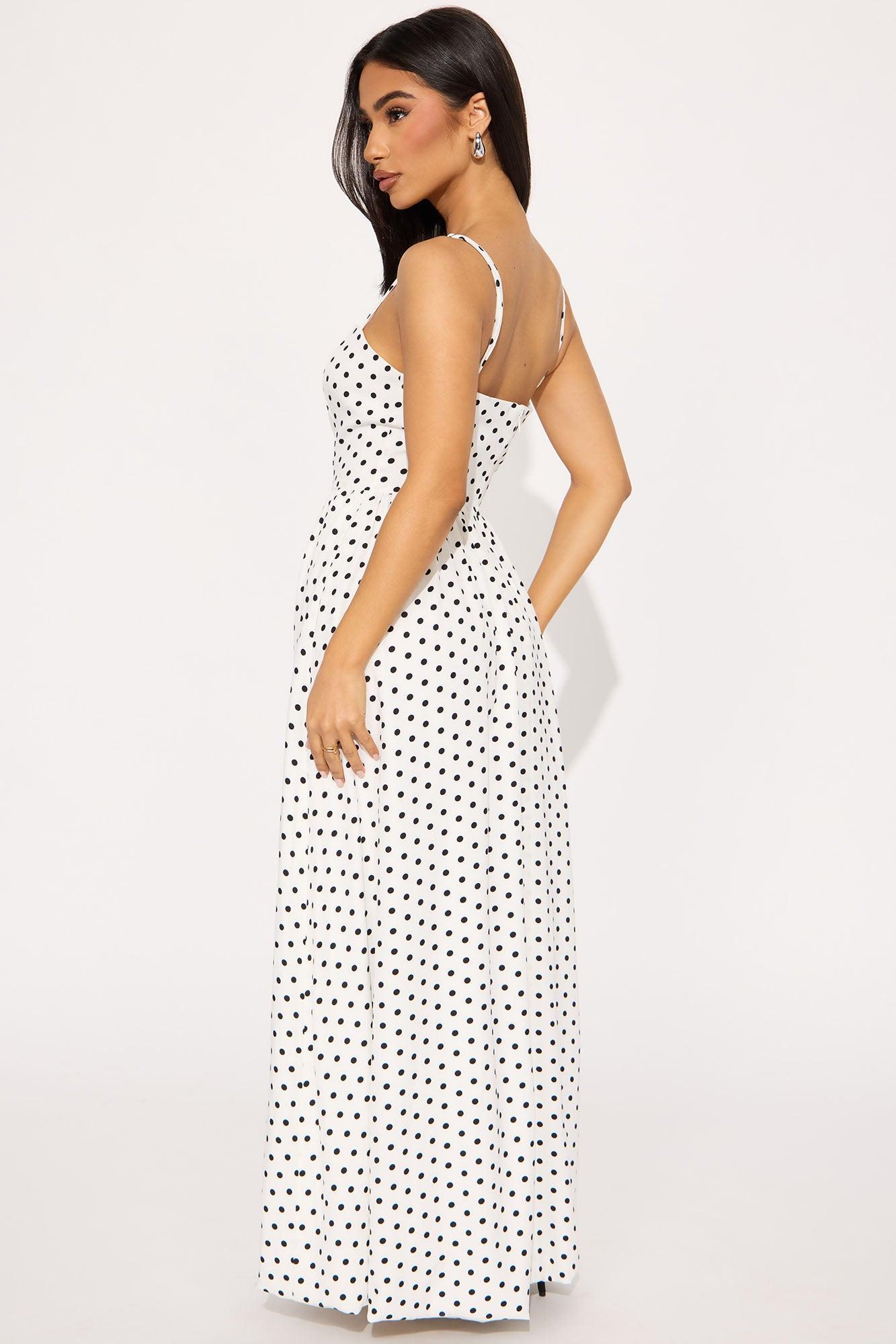 Masella Polka Dot Maxi Dress - White/Black Product Image