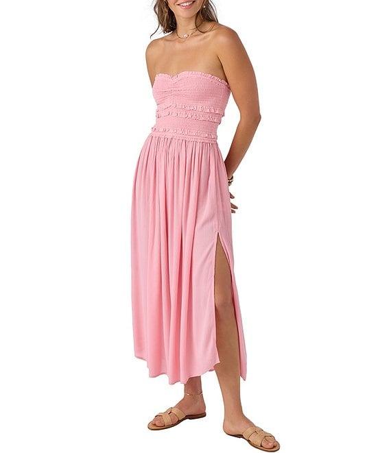 O'Neill Devyn Smocked Strapless Side Slit Midi Dress Product Image
