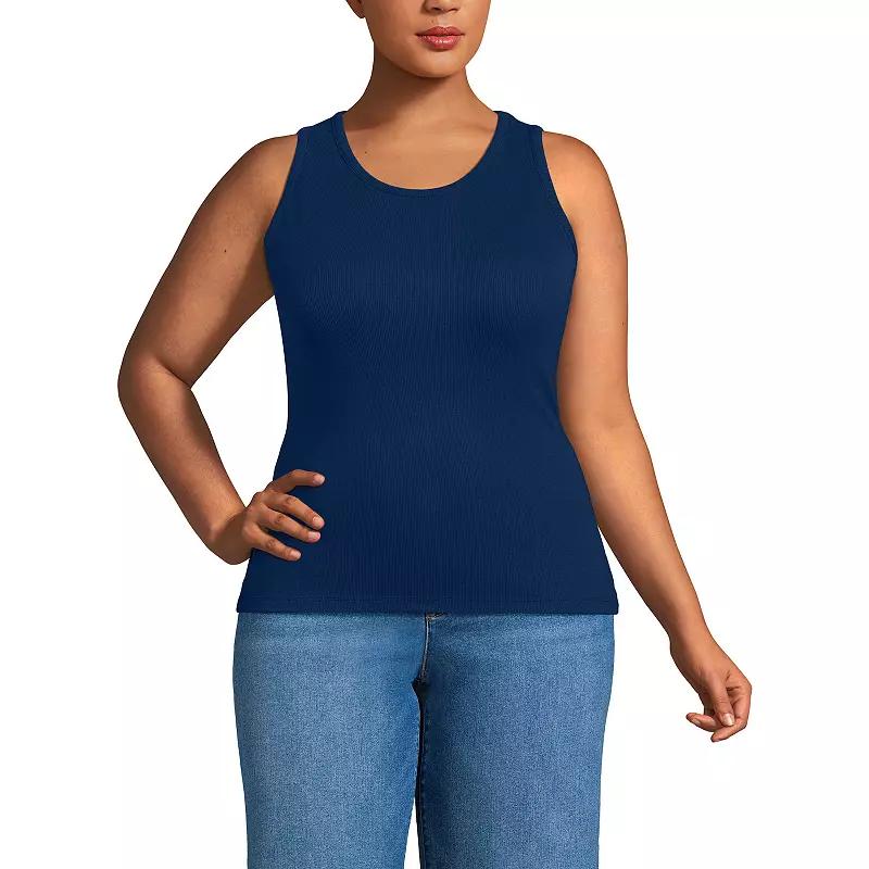 Plus Size Lands' End Drapey Rib Skimming Tank Top, Women's, Size: 3XL, Misty Blue Product Image
