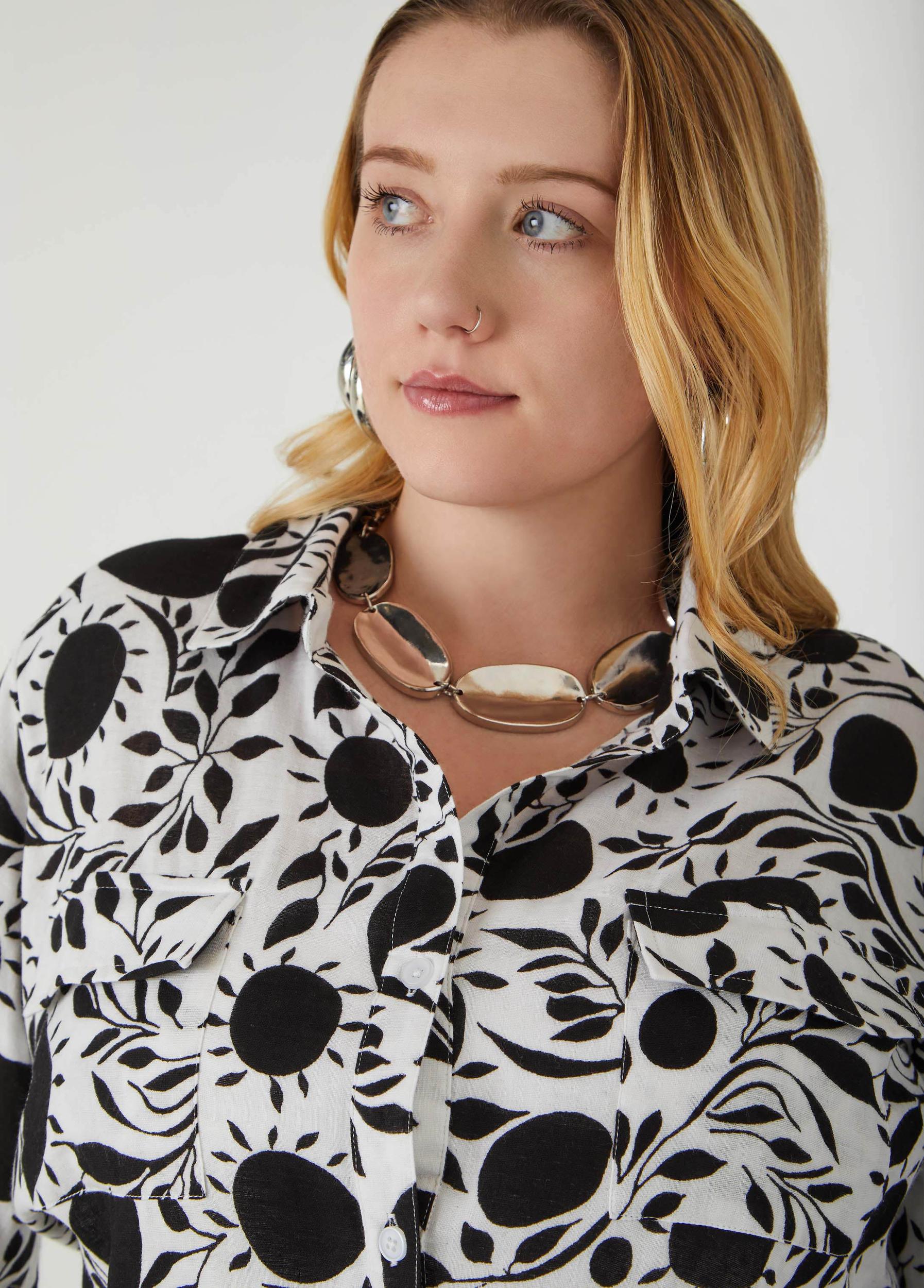 Floral Tie Front Cotton Shirt Product Image