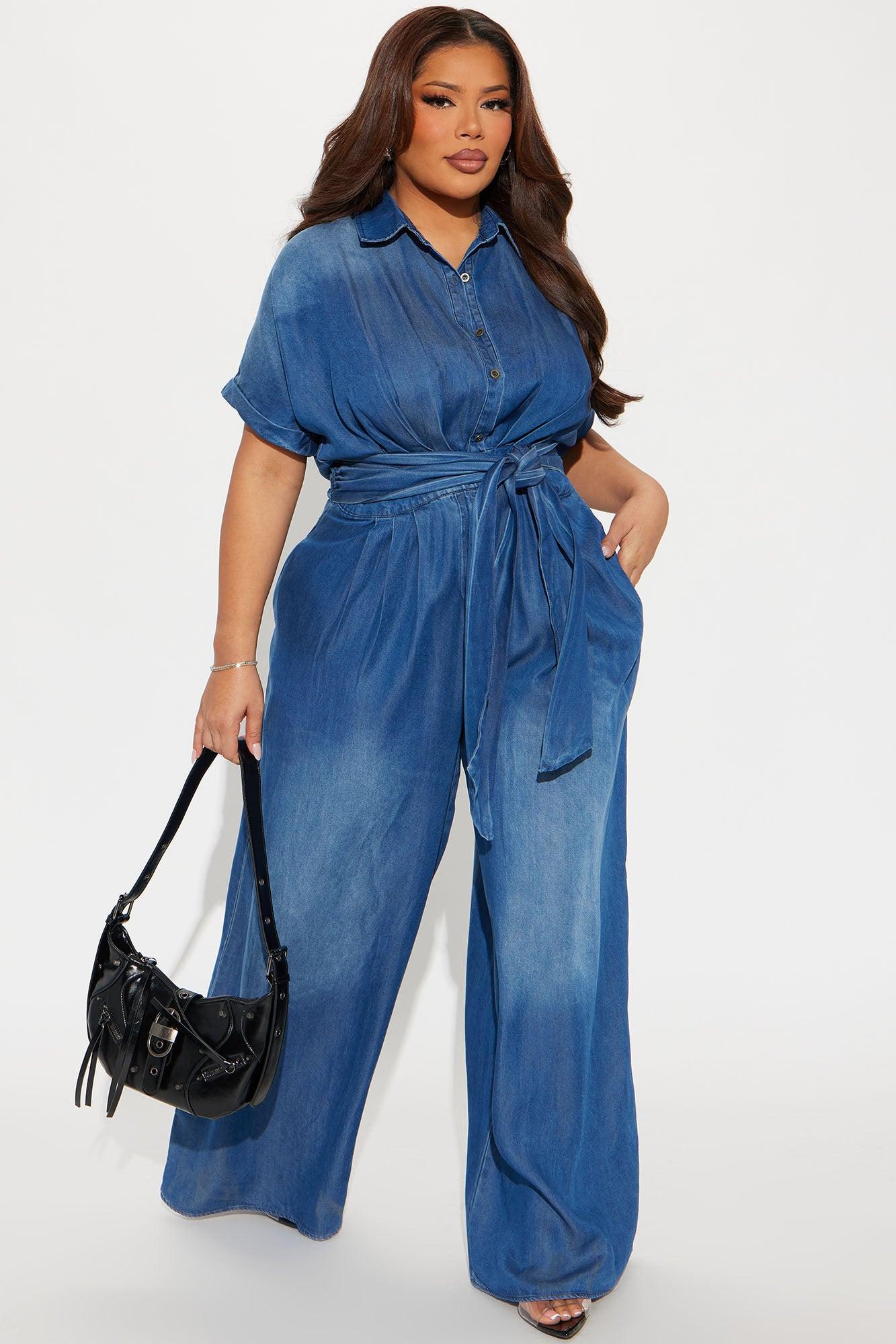 Lorette Chambray Jumpsuit - Medium Wash Product Image