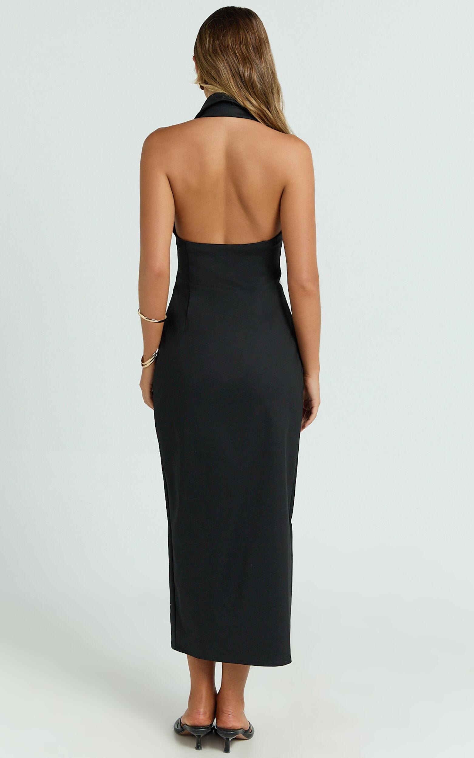 Lillibelle Midi Dress - Collared Button Down Bodycon Dress in Black Product Image