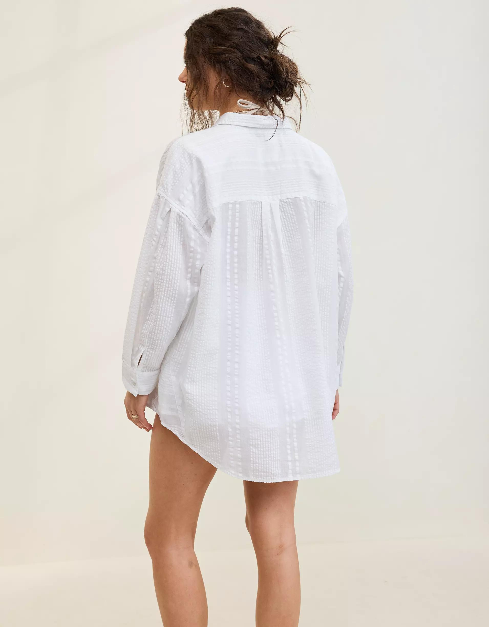Aerie Seersucker Coverup Shirt Product Image