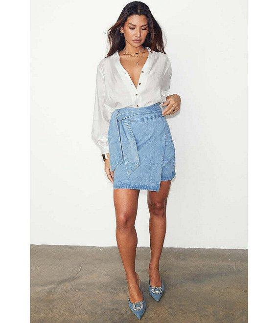 Never Fully Dressed Jaspre Denim Wrap Mini Skirt Product Image
