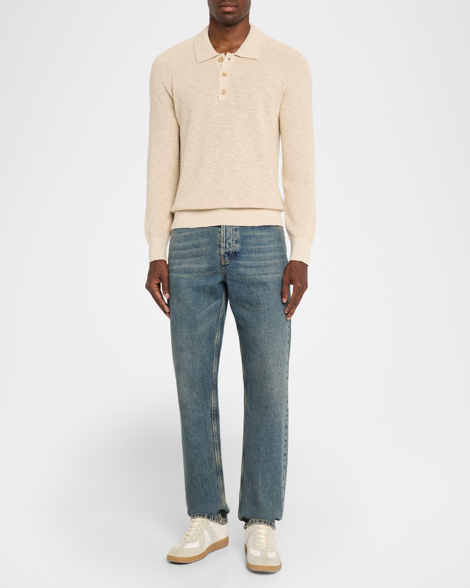 Men's Tellers Cotton and Linen Ribbed Polo Sweater Product Image