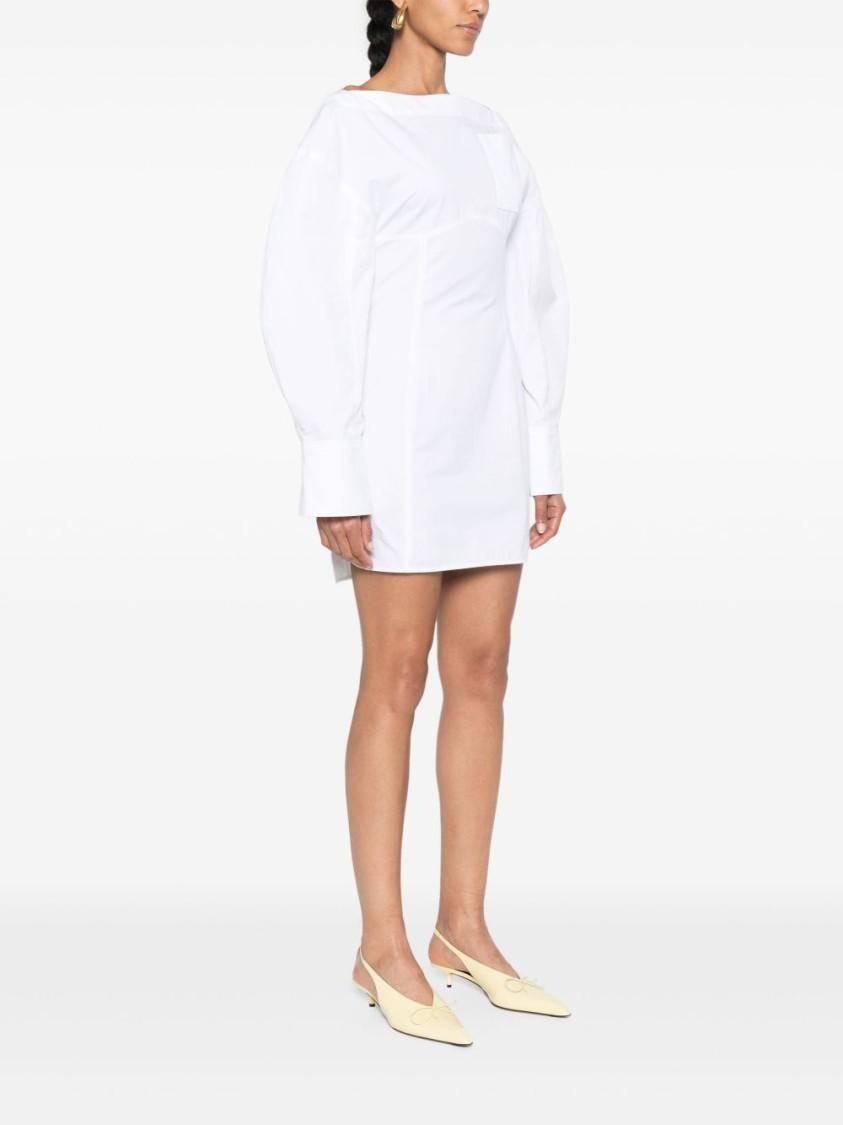 JACQUEMUS La Casaco Long Sleeve Cotton Shirtdress In White Product Image