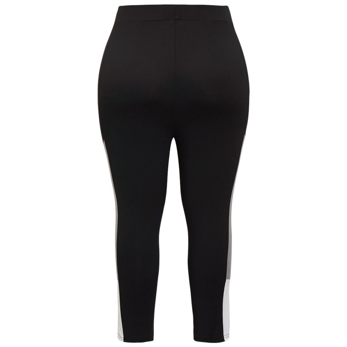 Plus Size Contrast Side Skinny Leggings Women Black Casual High stretch Skinny High Rise Dailywear Leggings BloomChic 10/M Product Image