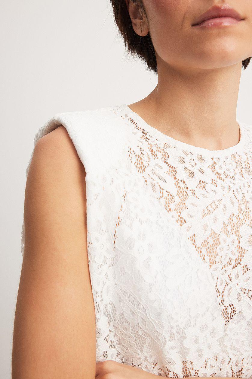 Sharp Shoulder Lace Top Product Image