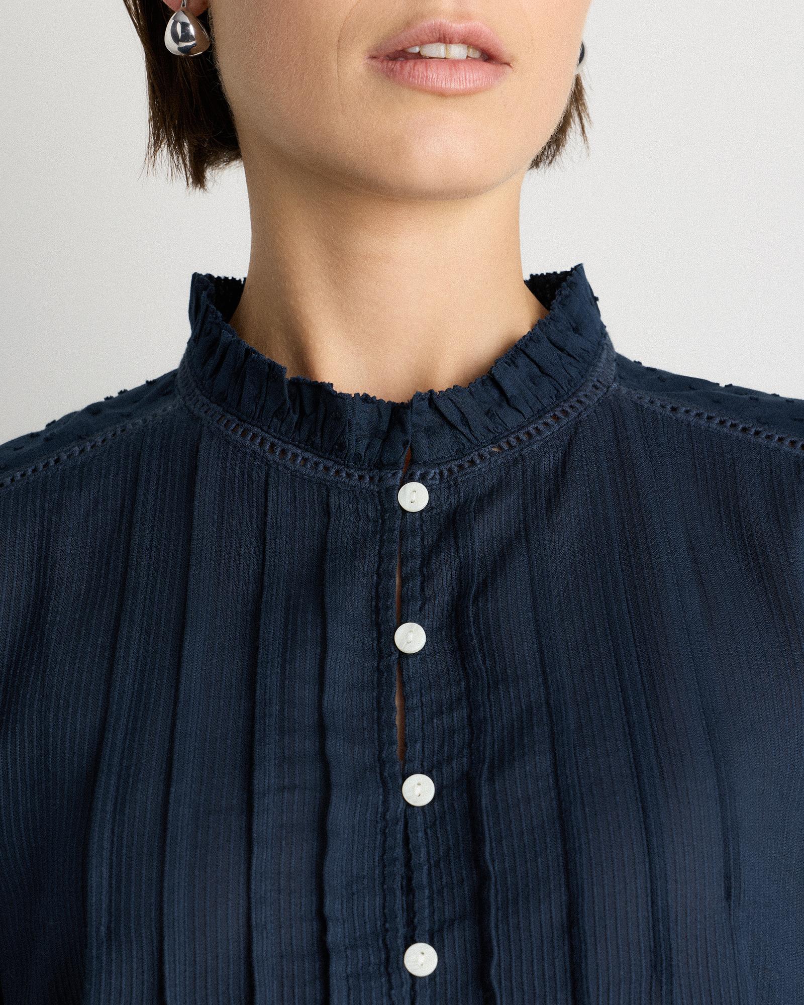 Quince | Women's Organic Textured Cotton Peasant Blouse Organic Cotton Product Image
