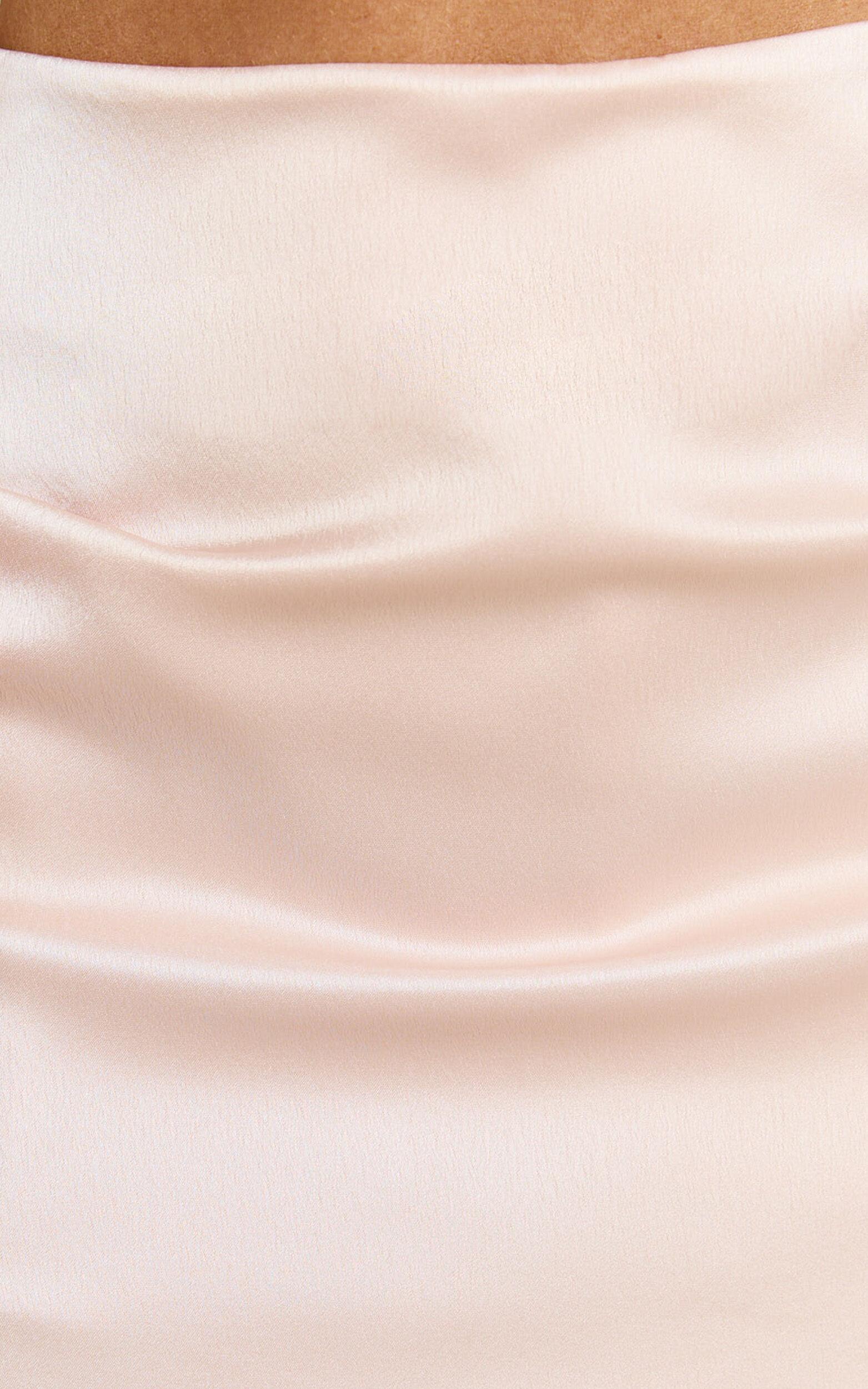 Rylah Mini Skirt - Bow Detail Satin Skirt in Pale Pink Product Image