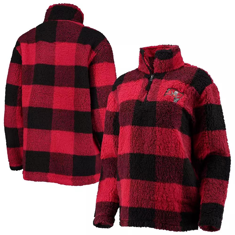 Women's G-III 4Her by Carl Banks Red Tampa Bay Buccaneers Sherpa Plaid Quarter-Zip Jacket, Size: 2XL Product Image