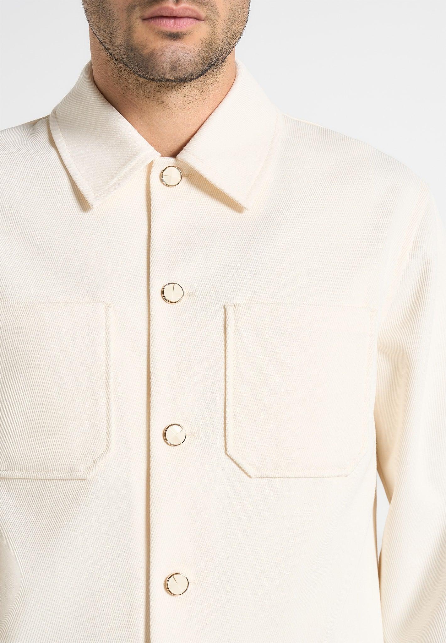 Benoit - Twill Pocket Cropped Shirt - Cream Male Product Image