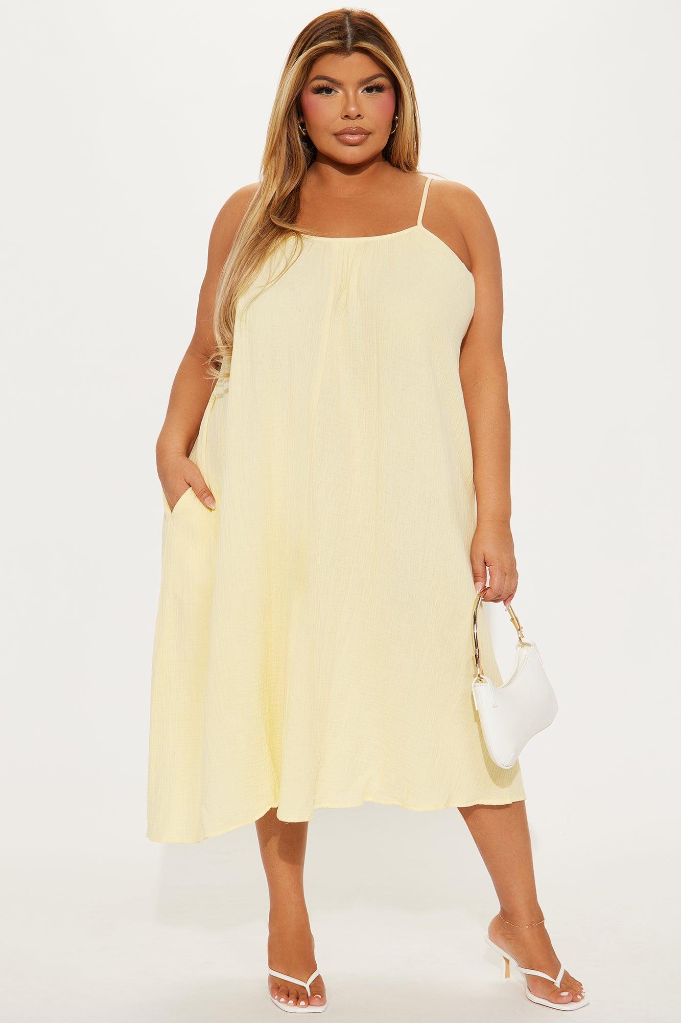 Viola Flowy Gauze Midi Dress - Yellow Product Image