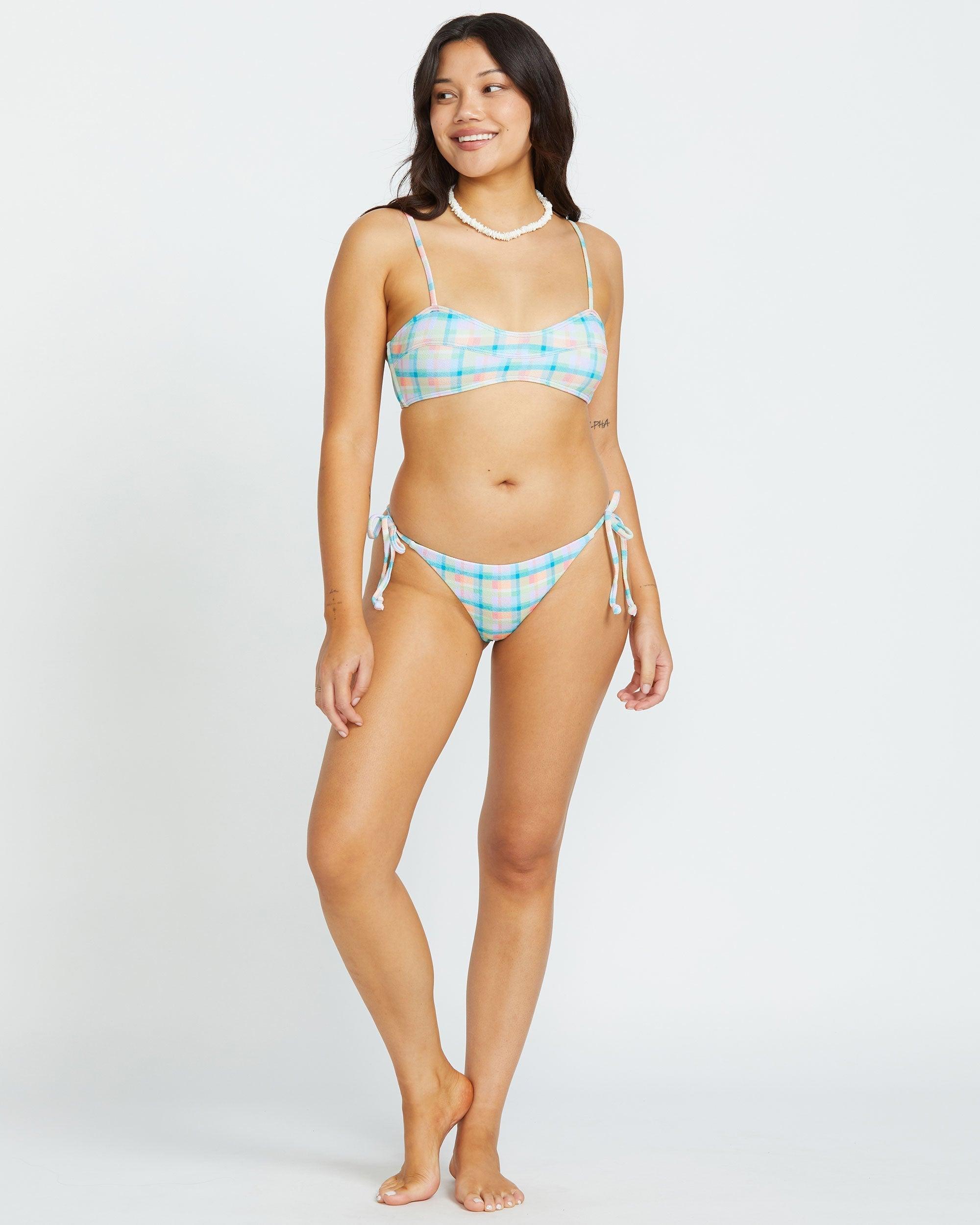 Check The Waves Tie Side Tanga Bikini Bottom - Multi Female Product Image