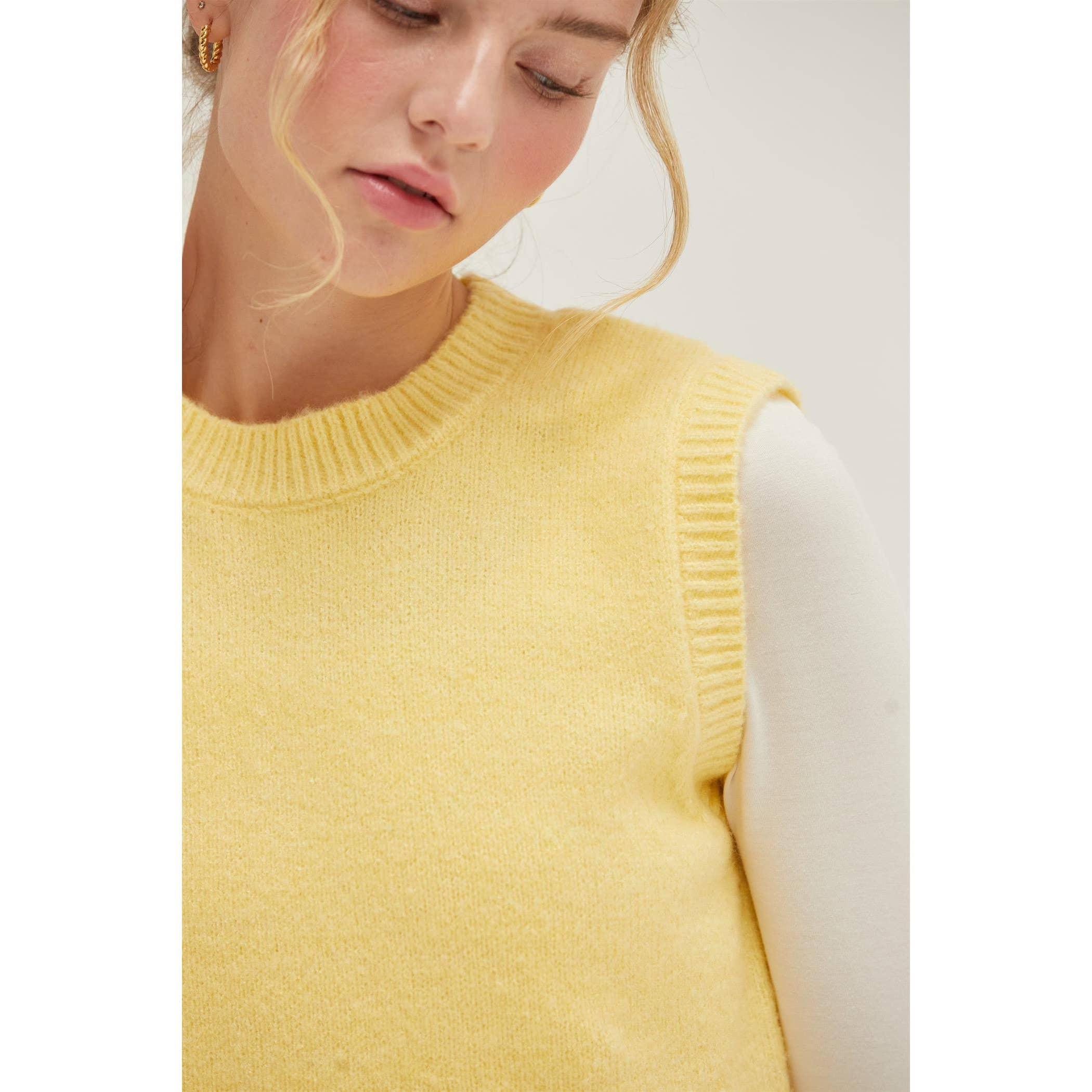 Yellow Sleeveless Sweater Top Product Image