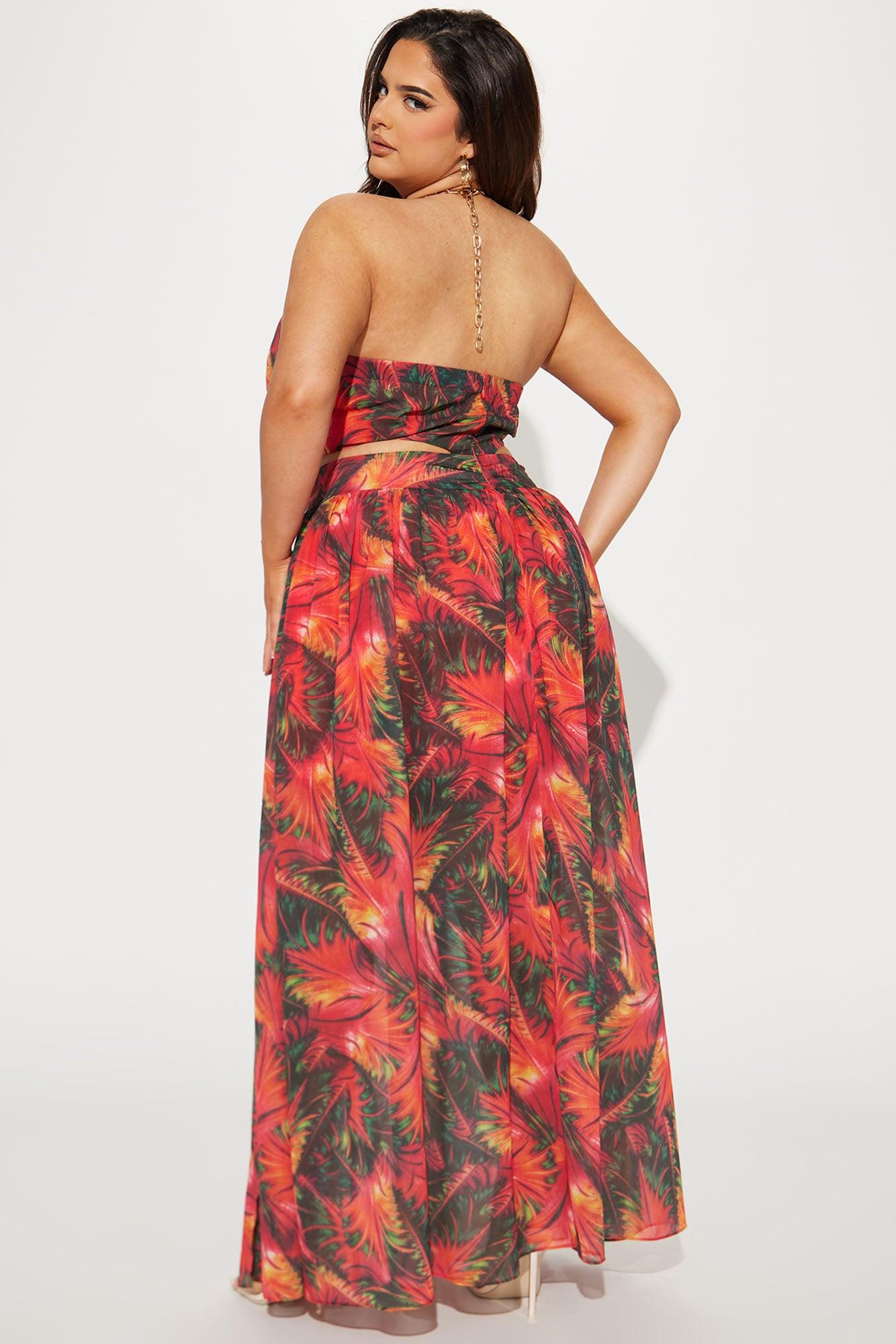 Hot In The Tropics Maxi Dress - Red/combo Product Image