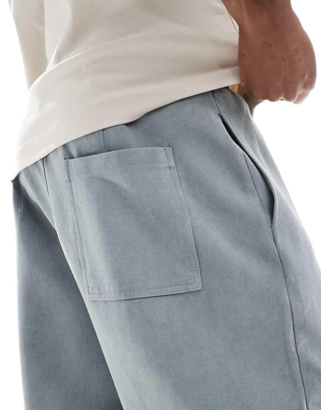 Pull&Bear washed wide leg sweatpants in gray Product Image