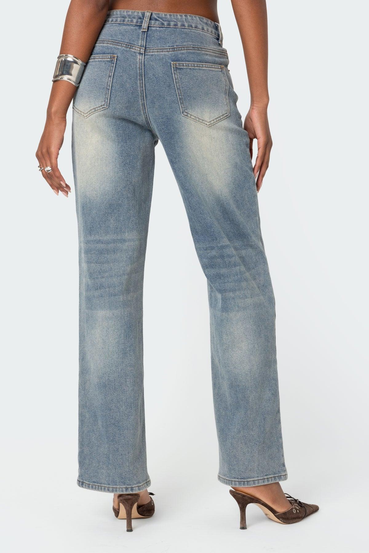 Amia Mid Rise Straight Leg Jeans Product Image