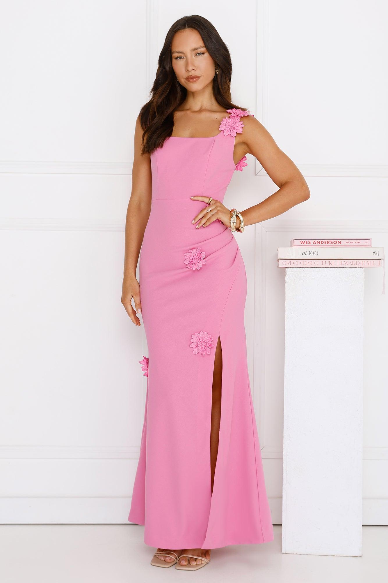 Moonlight Veil Maxi Dress Pink Product Image