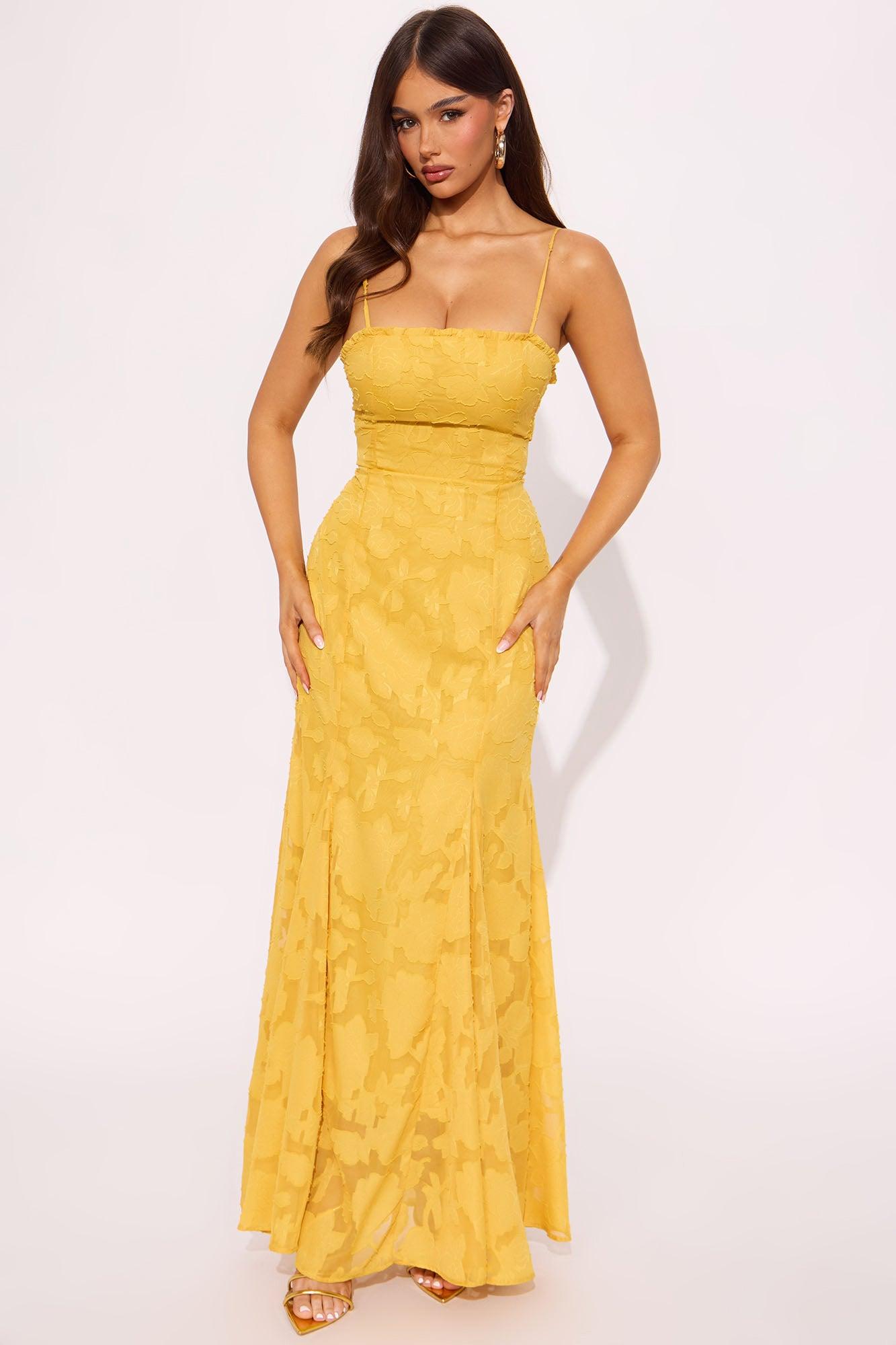 Lani Mermaid Maxi Dress - Yellow Product Image