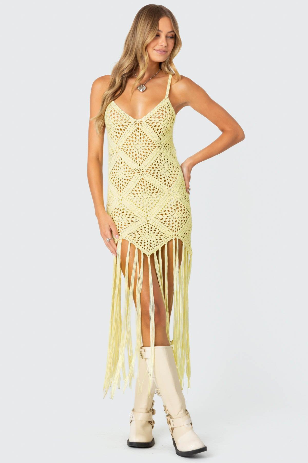 Fringey Crochet Maxi Dress Product Image