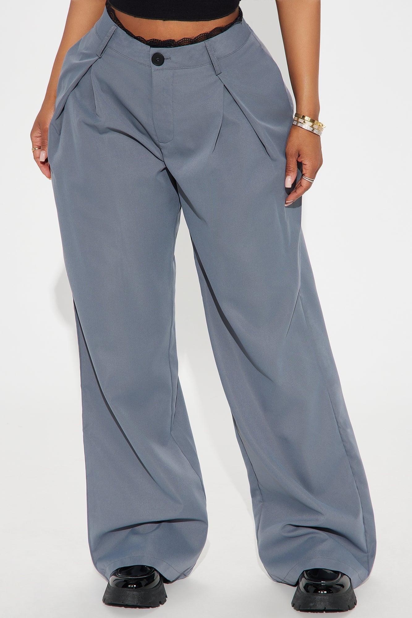 To My Heart Lace Trim Trouser Pant - Charcoal Product Image