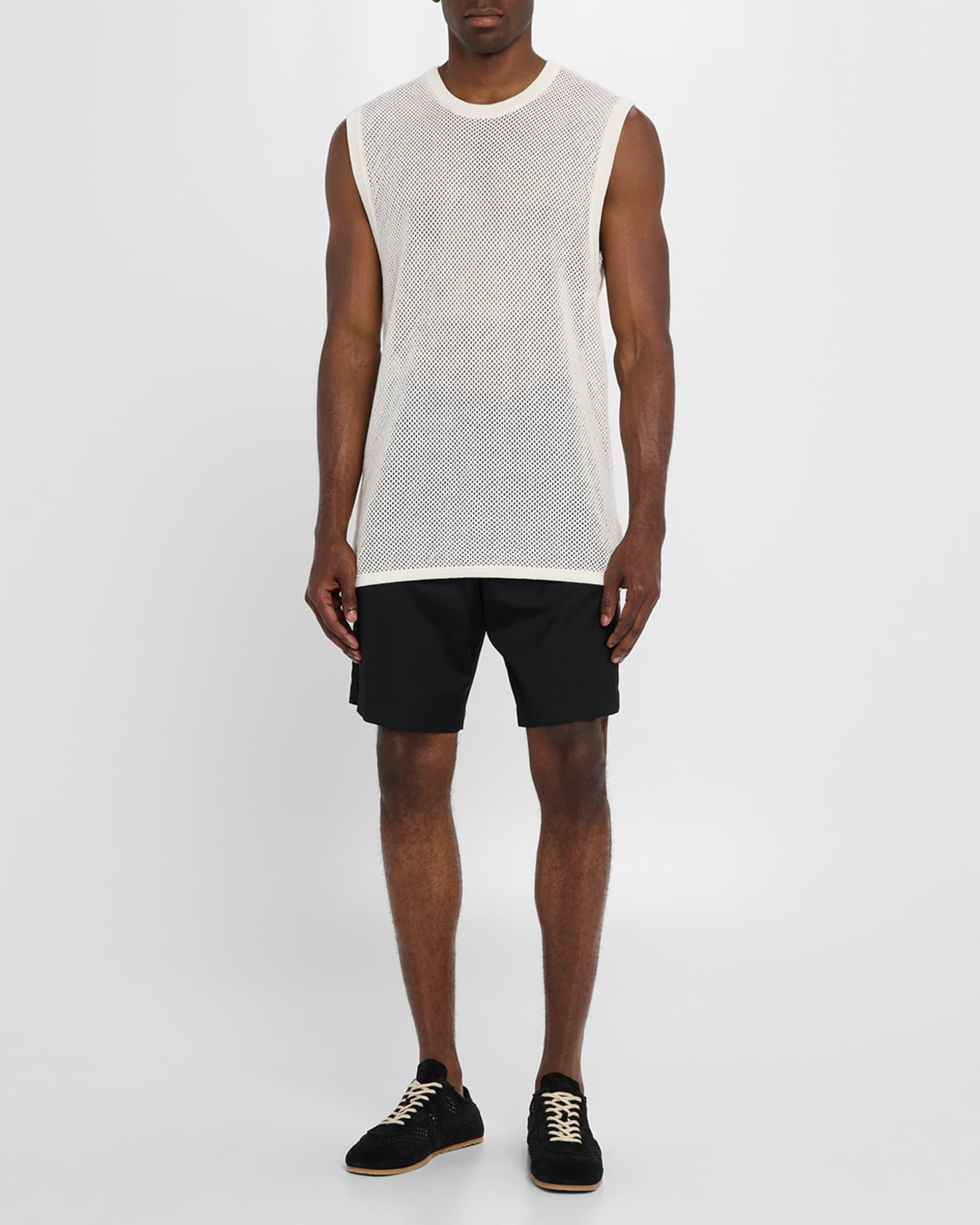 Men's Mesh and Leather Low-Top Sneakers Product Image