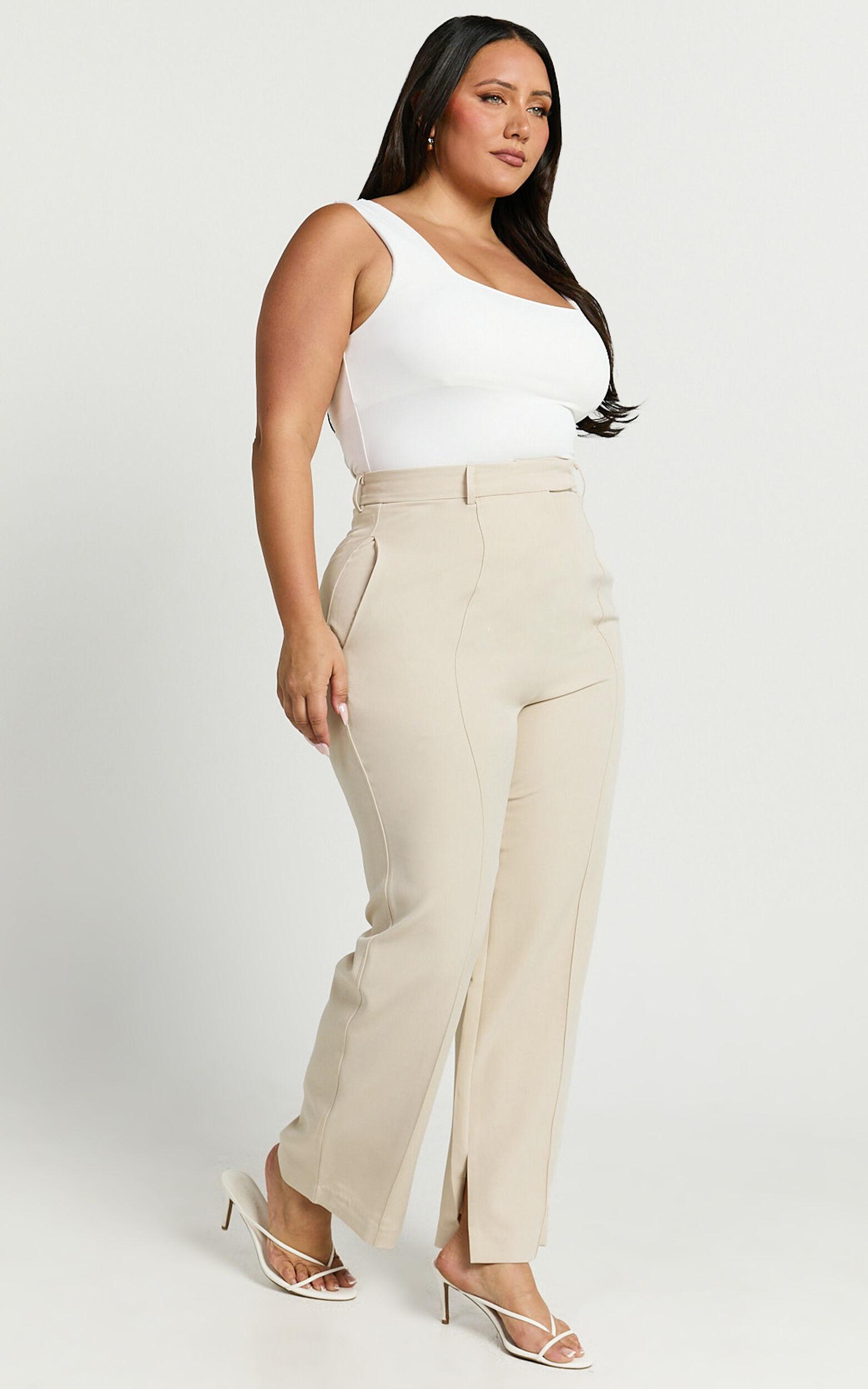 Rogers Pants - High Waisted Pants in Beige Product Image