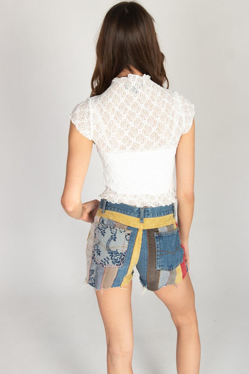 Mock Neck Lace Tee Product Image