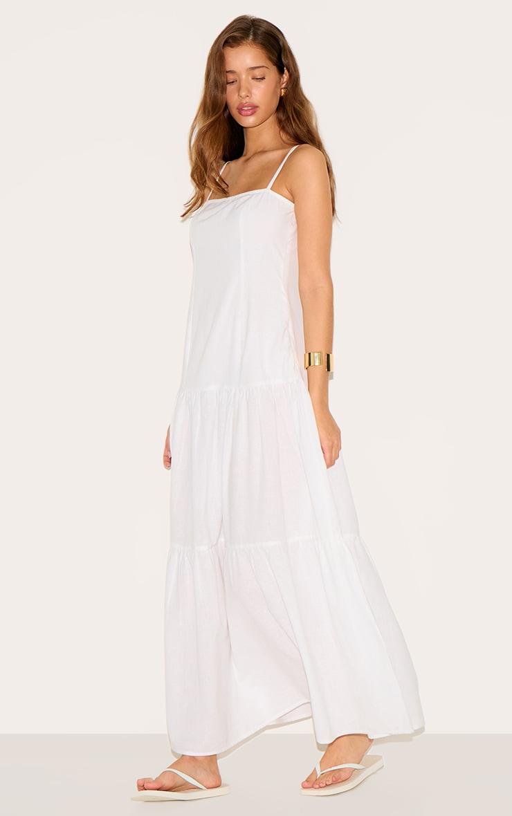  White Corset Dropped Waist Maxi Dress Product Image