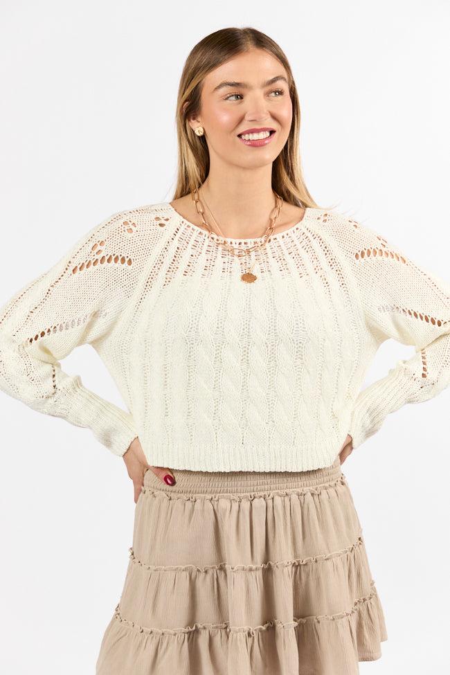 I'm Just Me Ivory Cable Knit Lightweight Sweater FINAL SALE Product Image