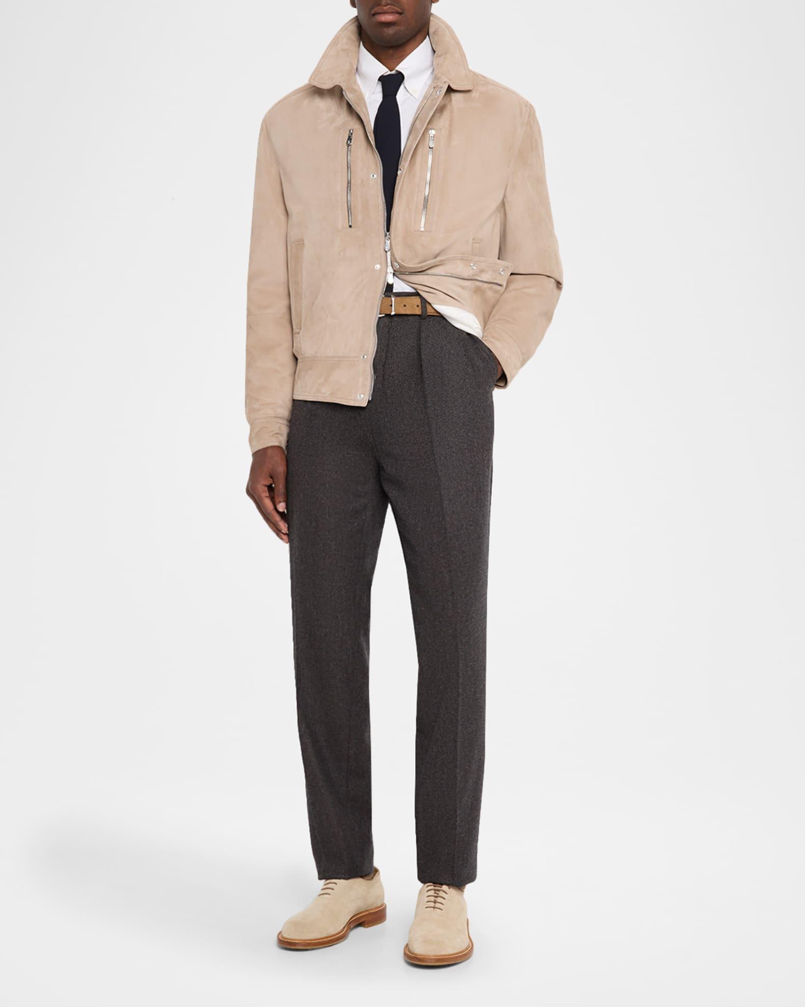 Men's Wool Flannel Single-Pleated Pants Product Image