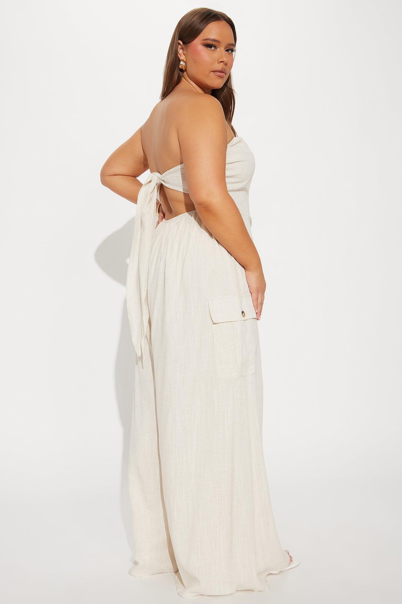 Sasha Linen Jumpsuit - Oatmeal Product Image