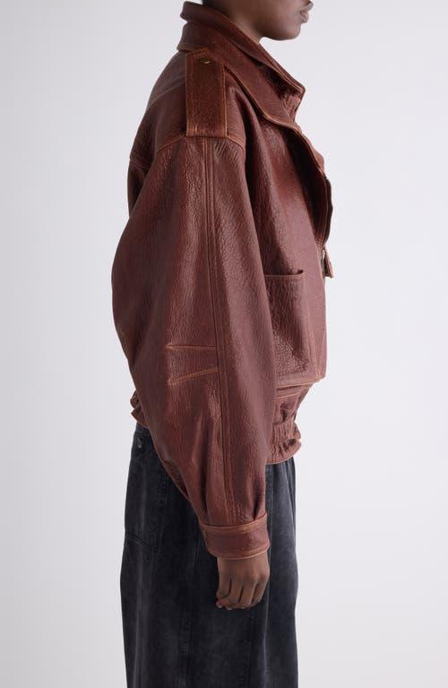 ISABEL MARANT Aneli Double-collar Leather Bomber Jacket In Brown Product Image