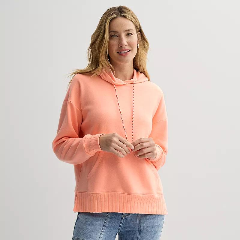 Women's Sonoma Goods For Life® Mixed Rib Fleece Hoodie, Size: Small, Purple Product Image