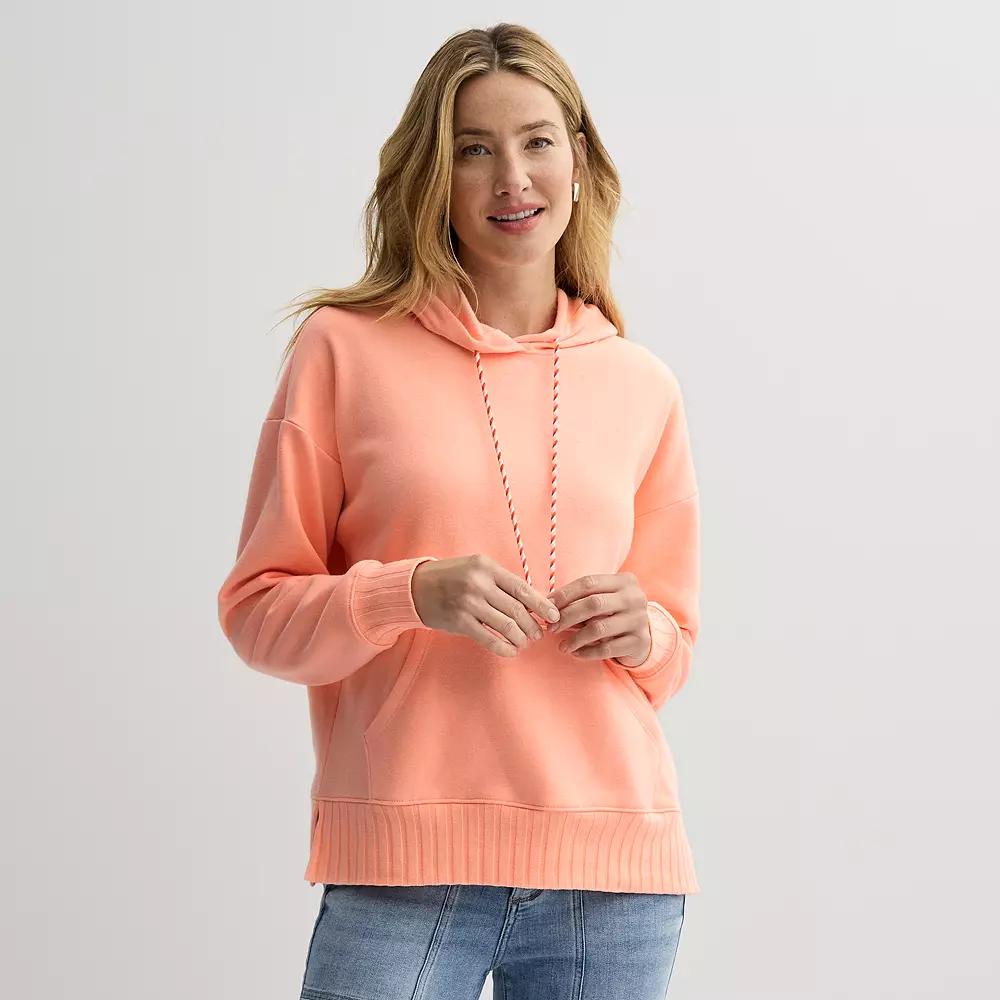 Women's Sonoma Goods For Life® Mixed Rib Fleece Hoodie, Size: Small, Purple Product Image