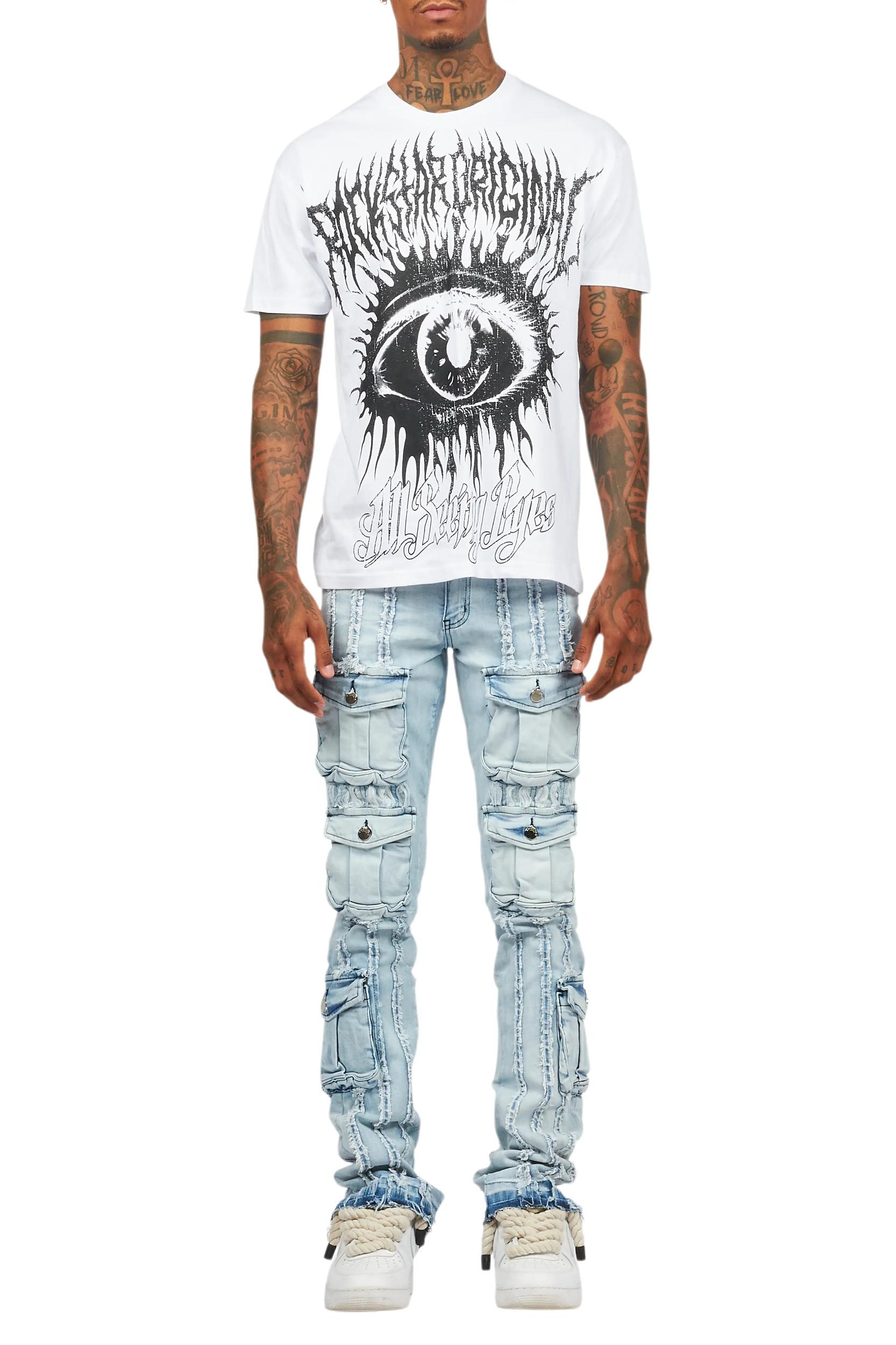 All Seeing Eyes White Graphic T-Shirt Male Product Image