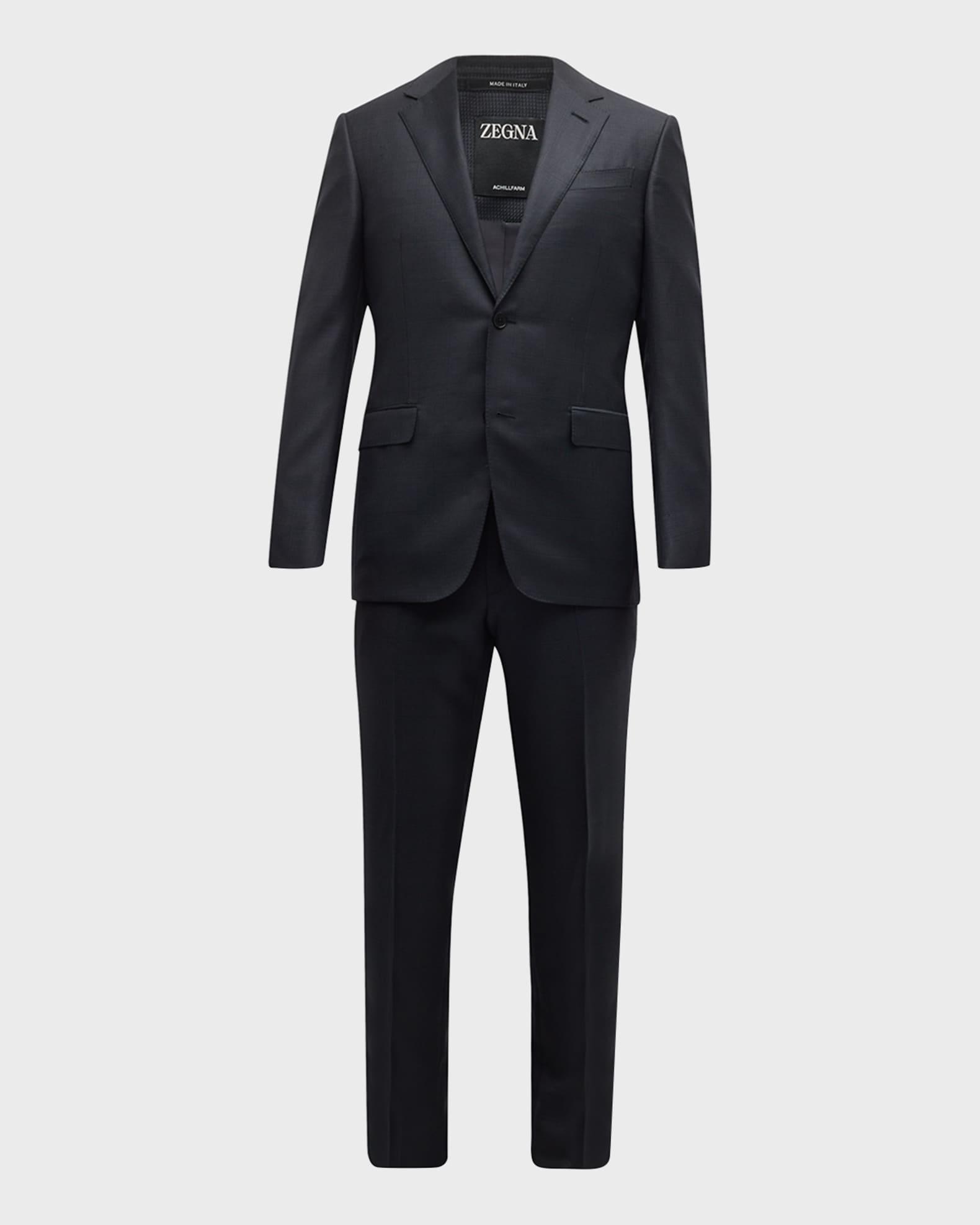 Men's Tonal Plaid Wool Suit Product Image