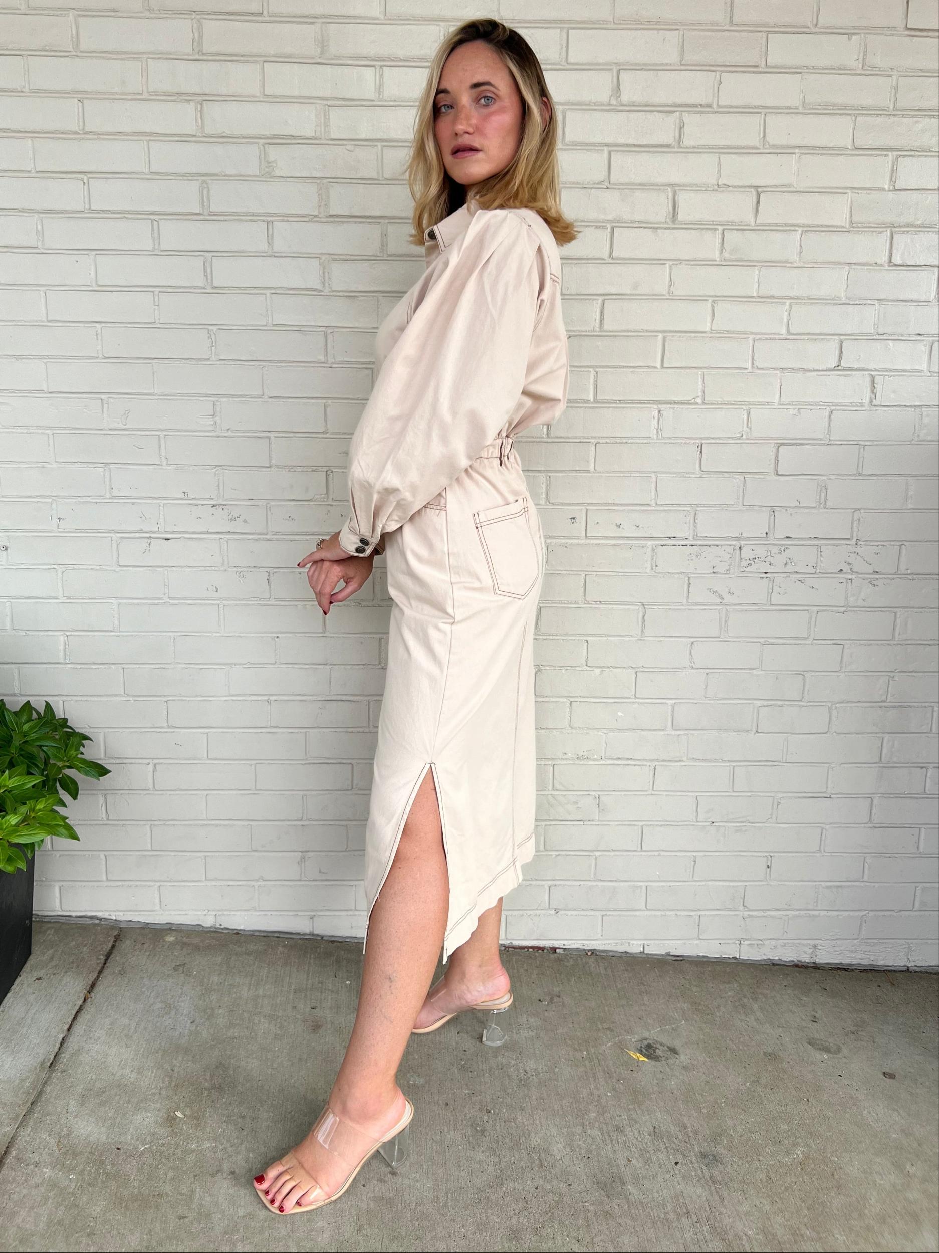 Composed Button Front Midi Shirt Dress Product Image