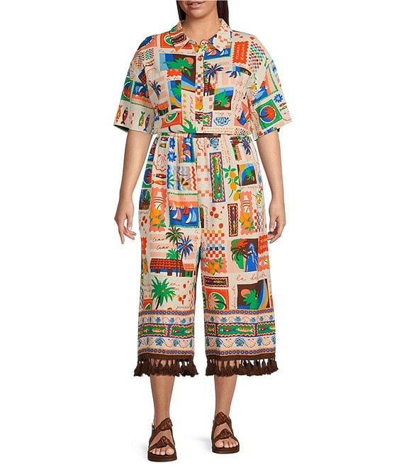 Sugarlips Plus Postcard Print Coordinating Short Sleeve Shirt Product Image