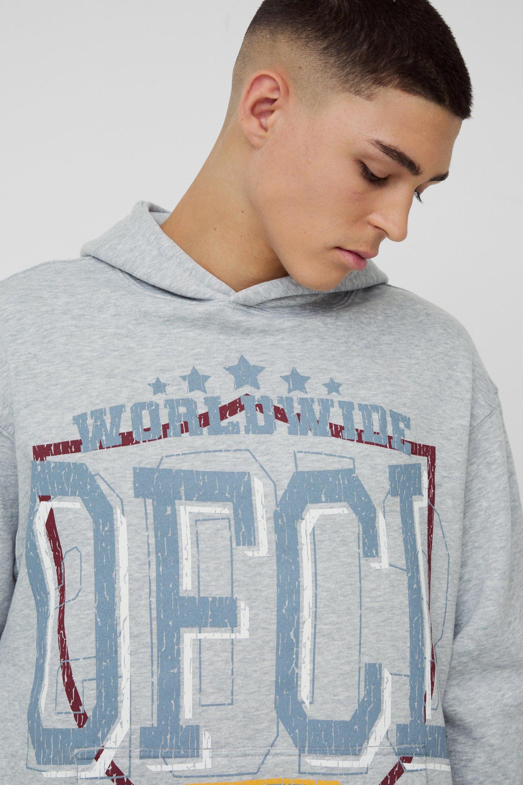 Oversized Homme Varsity Hoodie | boohooMAN USA Product Image