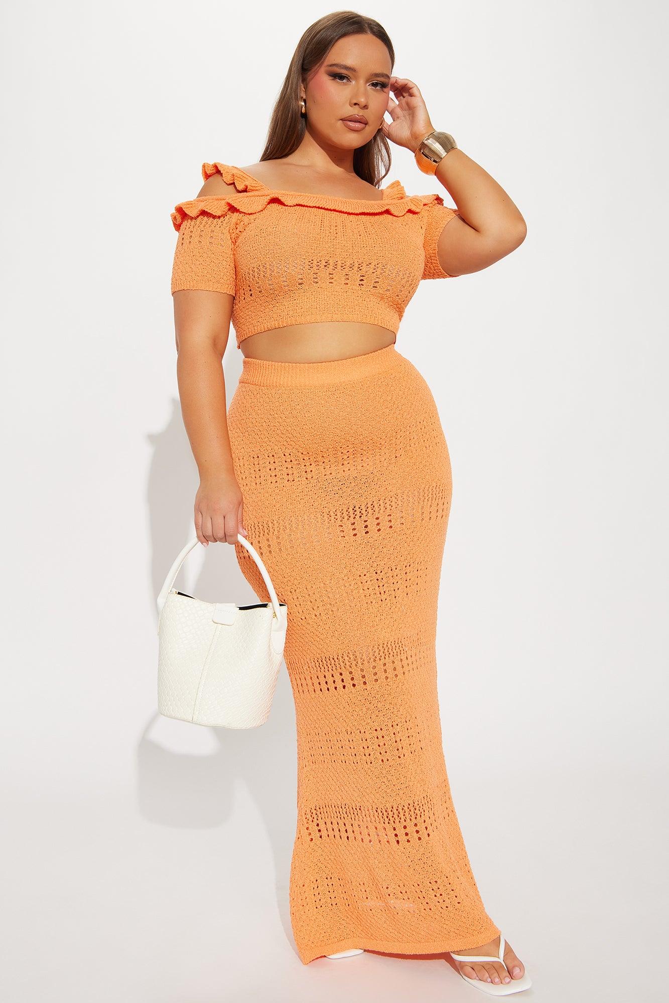 Cindy Crochet Maxi Skirt Set - Orange Product Image