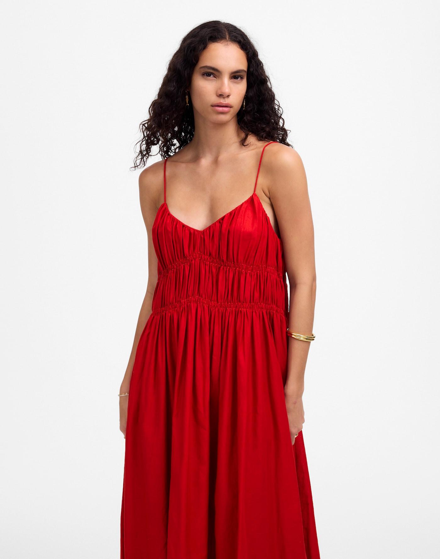 Textured V-Neck Midi Dress Product Image