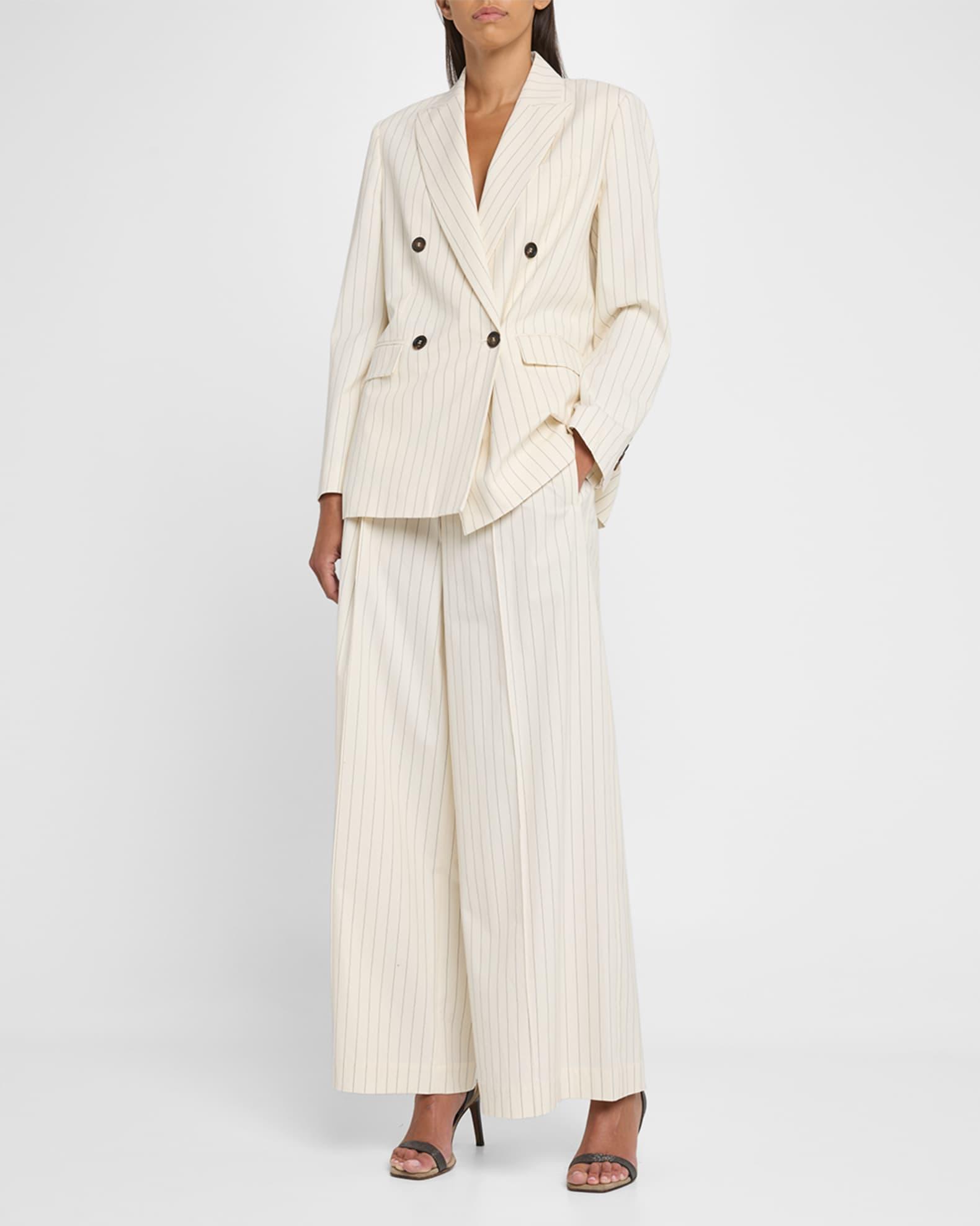  Pinstripe Wide Leg Poplin Pants Product Image