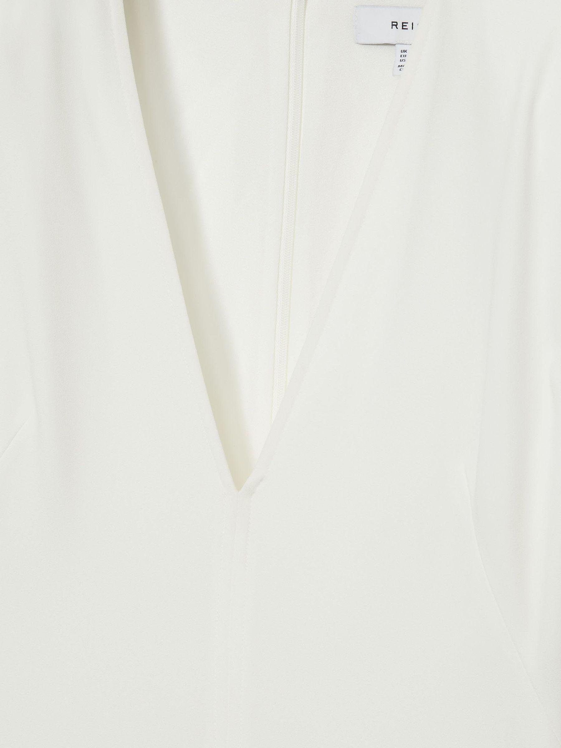 Plunge-Neck Crepe Maxi Dress in White Product Image