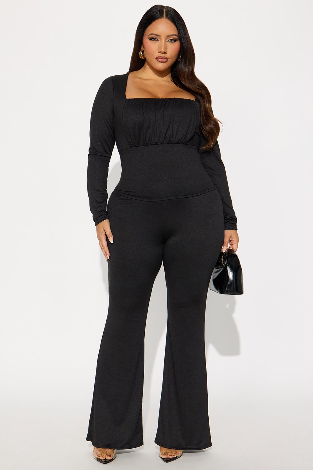 Making Moves Long Sleeve Flare Leg Pant Set - Black Female Product Image